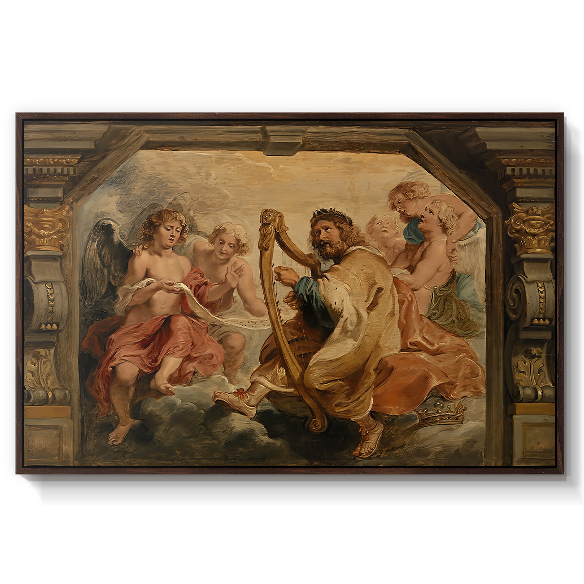 King David Playing the Harp, c. 1627-1628 - Floater Framed Canvas Print