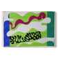 Canvas art print portraying an abstract composition suggesting water and aquatic forms, set against a white background