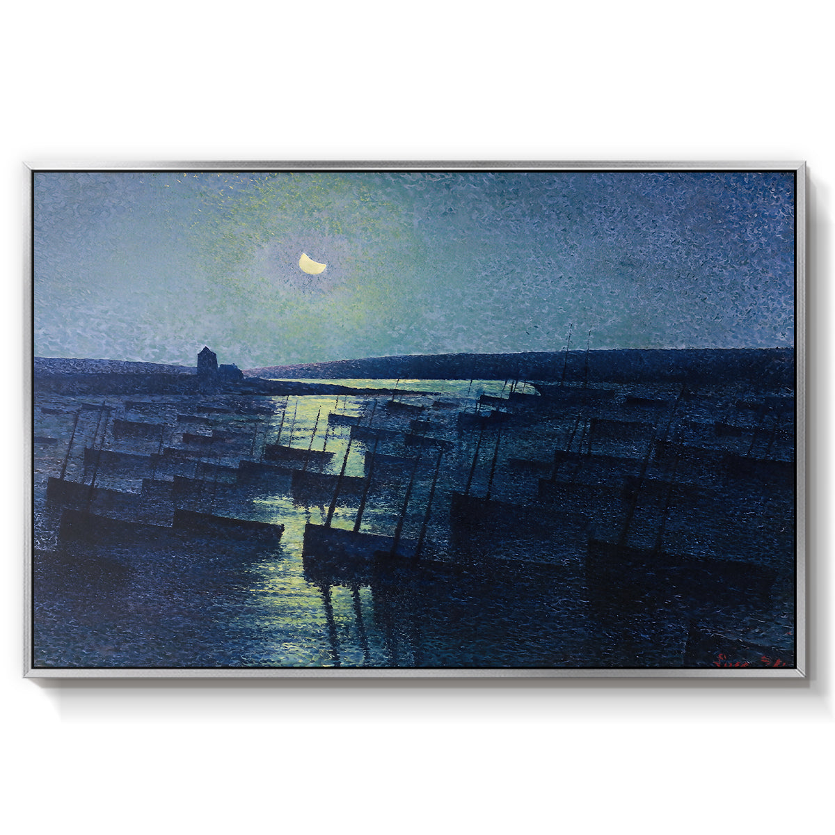 Camaret, Moonlight and Fishing Boats, 1894 - Floater Framed Canvas Print