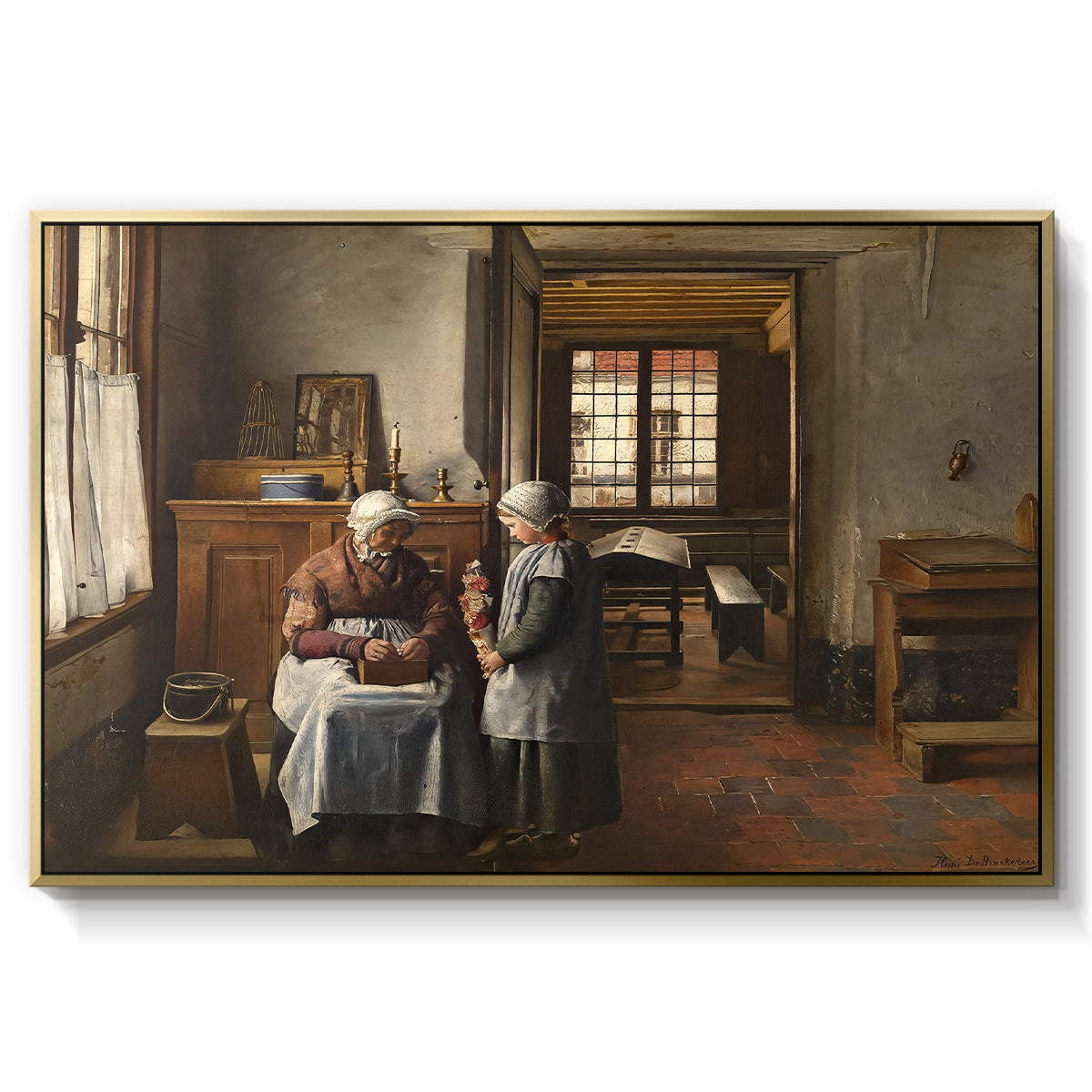 Grandmother's Feast, 1873 - Floater Framed Canvas Print