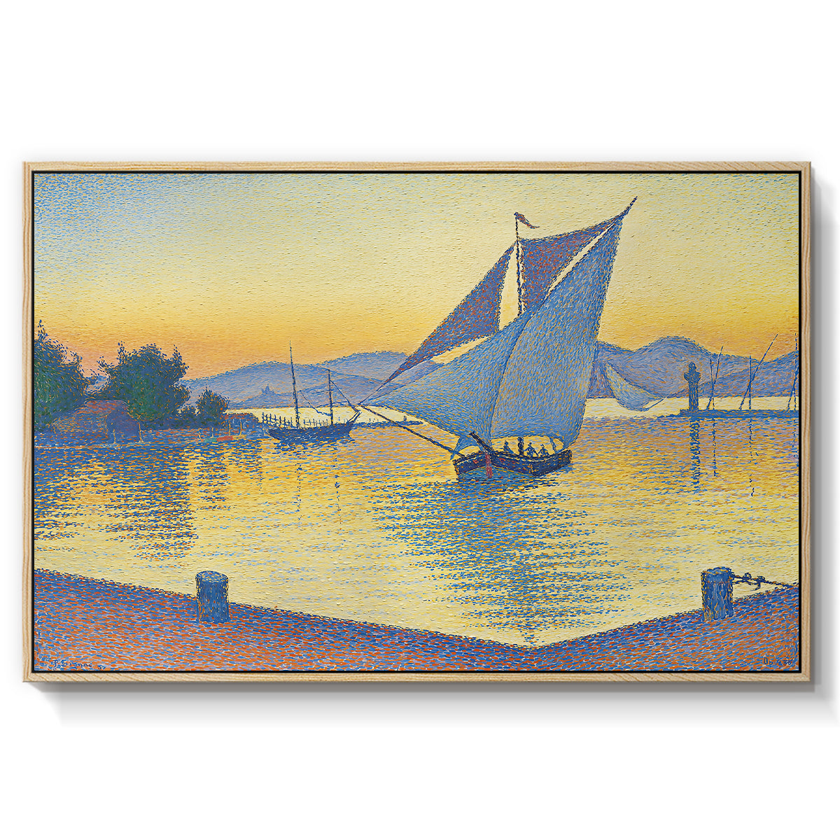 The Port at Sunset, Opus 236, Saint Tropez, 1892 - Floater Framed Canvas Print