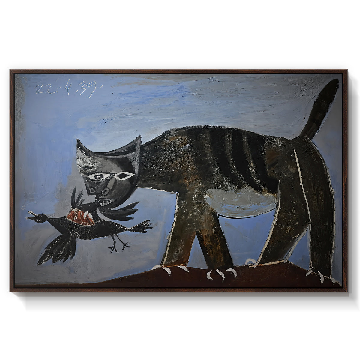 Cat Catching a Bird, 1939 - Floater Framed Canvas Print