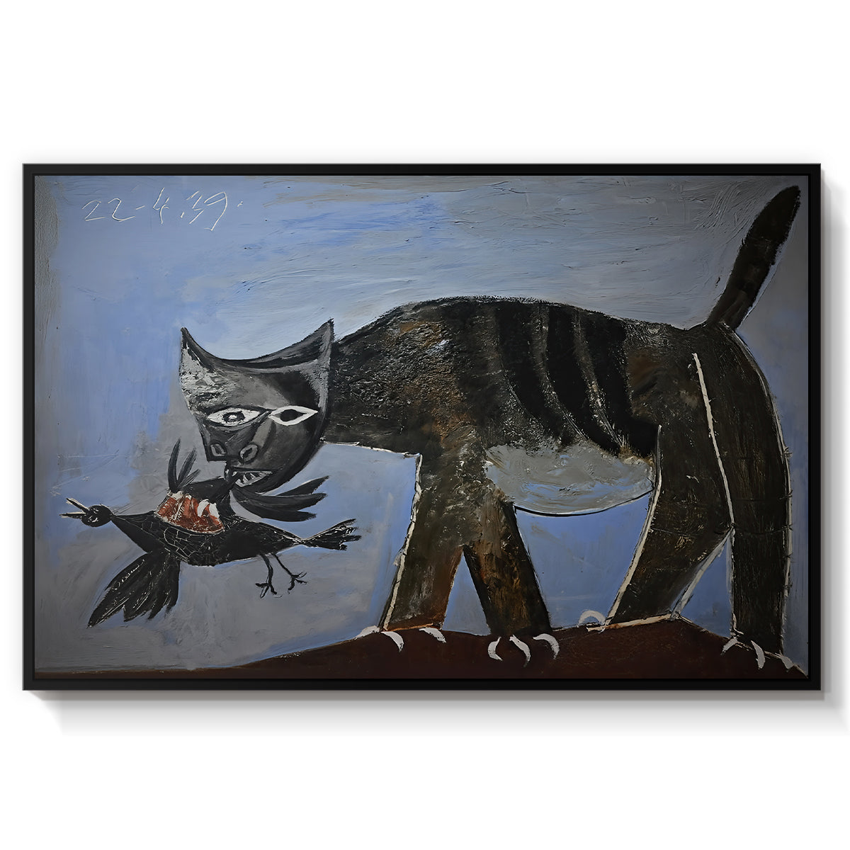 Cat Catching a Bird, 1939 - Floater Framed Canvas Print