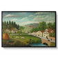 Pastoral Landscape with Stream, Fisherman and Strollers, 1875-1880 - Floater Framed Canvas Print