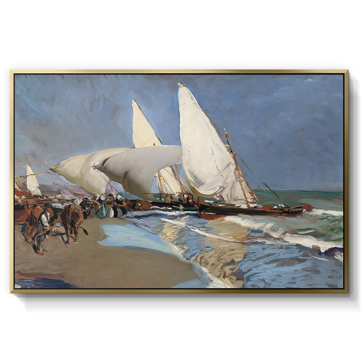The Beach at Valencia, 1908 - Floater Framed Canvas Print