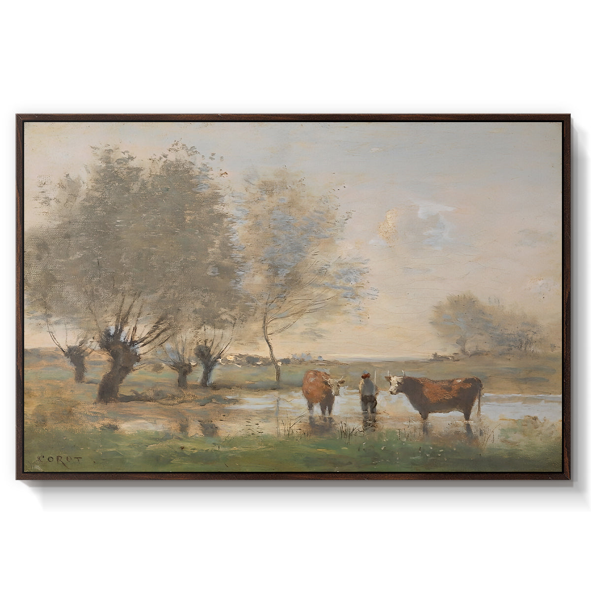 Cows in a Marshy Landscape, c. 1873-1874 - Floater Framed Canvas Print