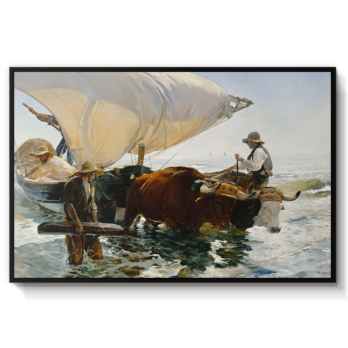 The Return from Fishing: Hauling the Boat, 1894 - Floater Framed Canvas Print