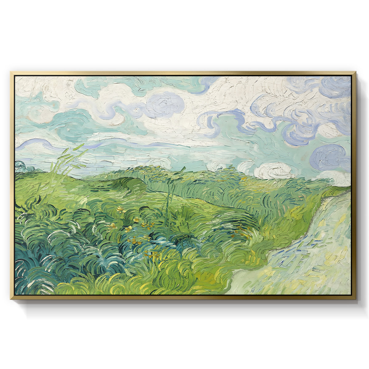 Green Wheat Field, Auvers, 1890 - Floater Framed Canvas Print