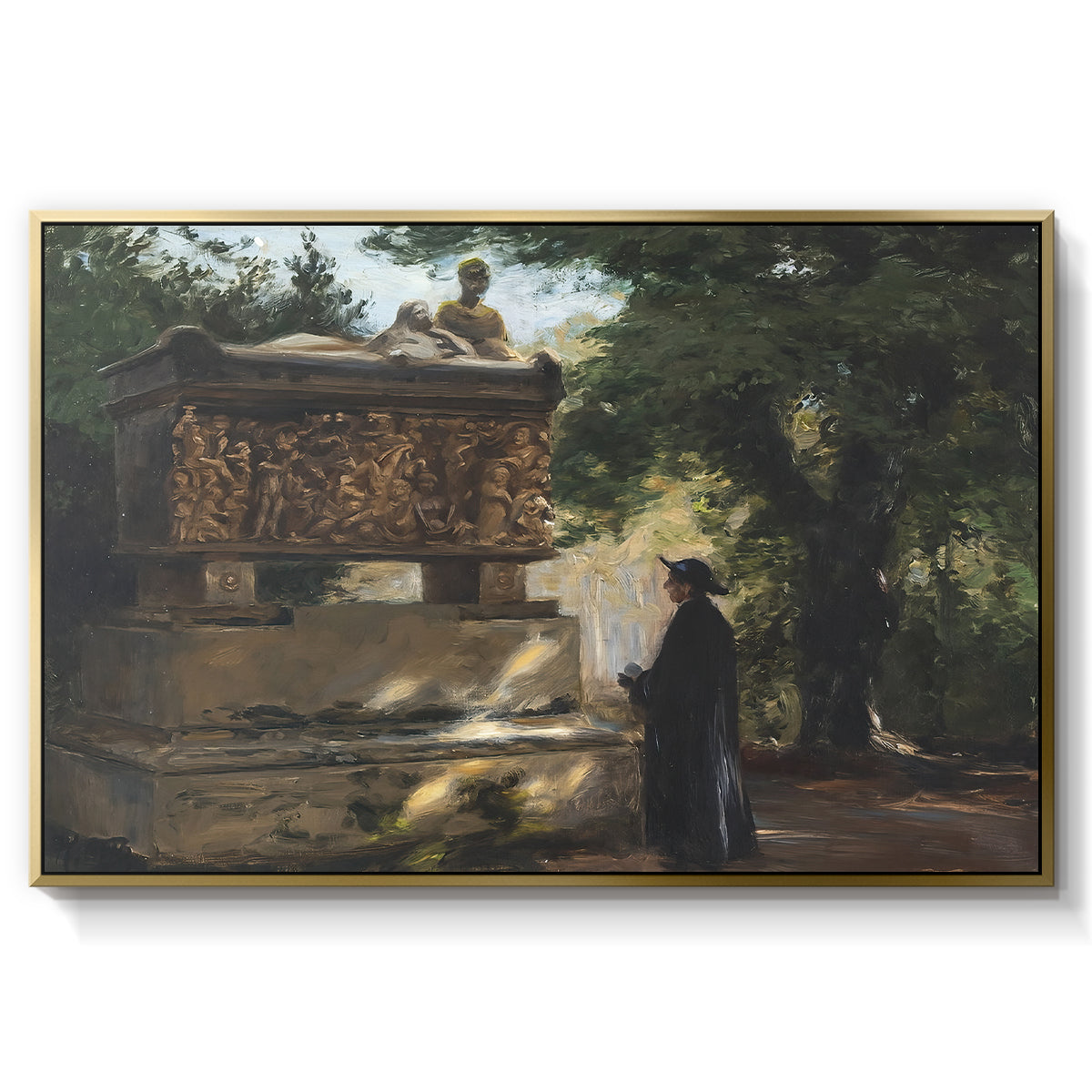 A Catholic Priest in Front of a Sarcophagus, c. 1857 - Floater Framed Canvas Print