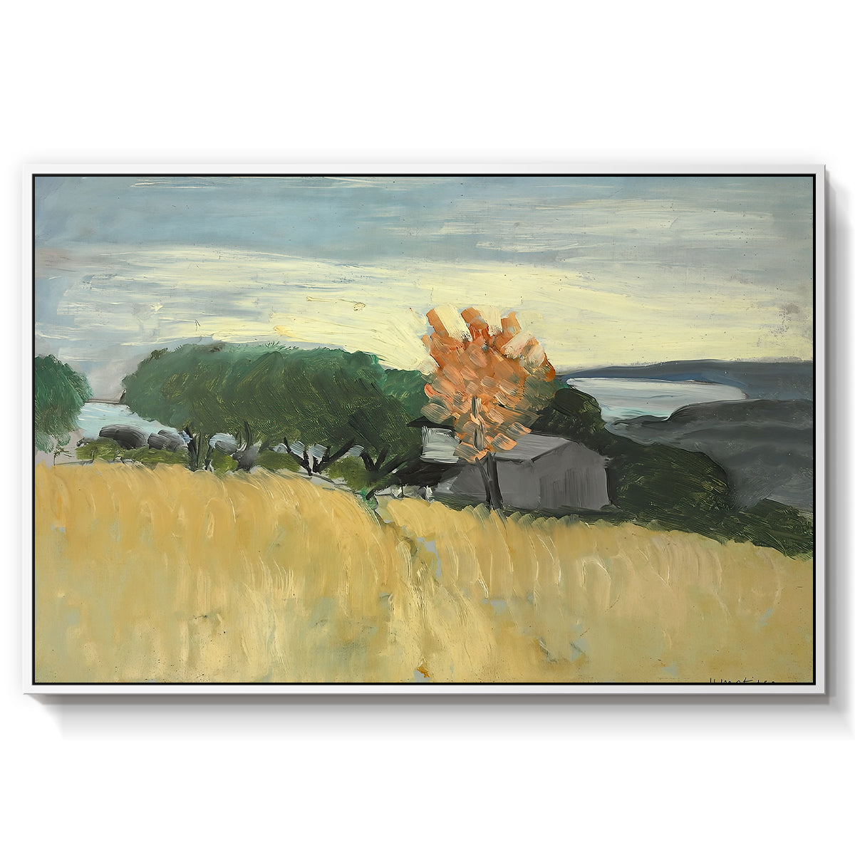 Fields of Wheat in Cagnes, 1918 - Floater Framed Canvas Print