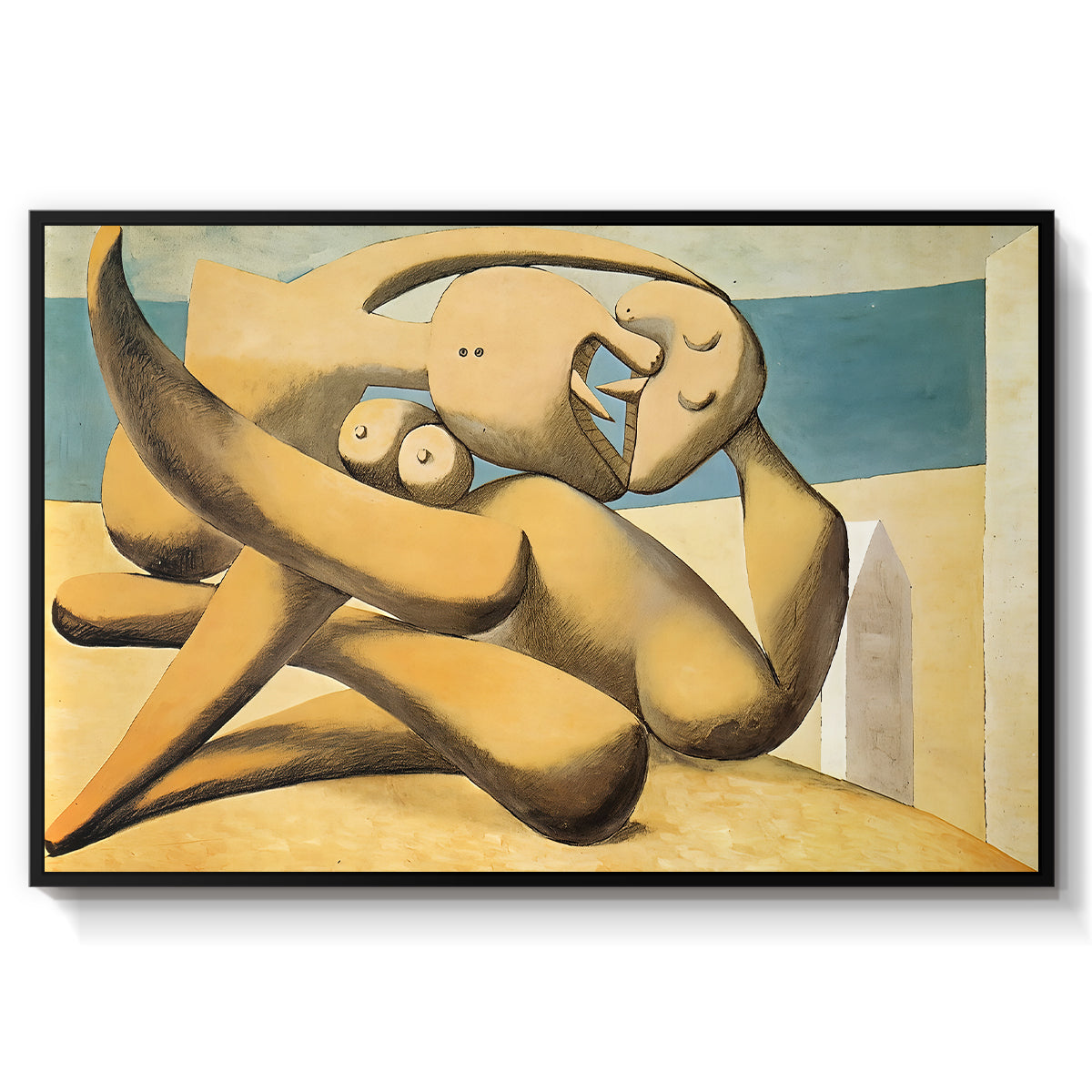 Figures at the Seaside (The Kiss), 1931 - Floater Framed Canvas Print