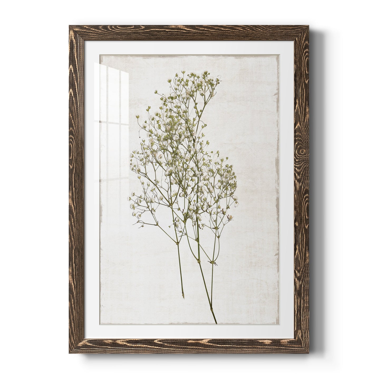 Farmhouse Pressed Flower I - Premium Framed Print - Distressed Barnwood Frame - Ready to Hang