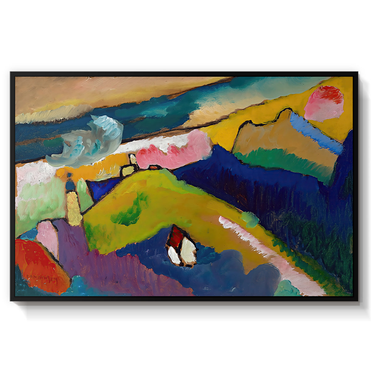 Murnau Mountain Landscape with Church, 1910 - Floater Framed Canvas Print