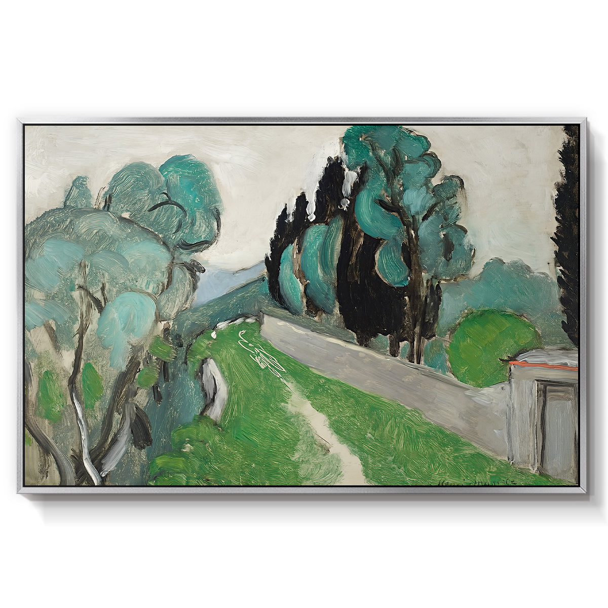 Landscape with Cypresses and Olive Trees near Nice, c. 1918 - Floater Framed Canvas Print