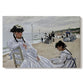 Canvas art print portraying figures seated on beach with parasols facing the ocean, set against a white background