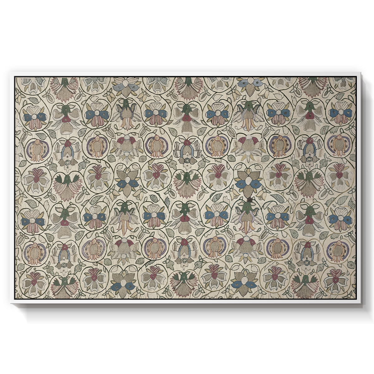 Long Cushion Cover (Printed Textile), c. 1600 - Floater Framed Canvas Print