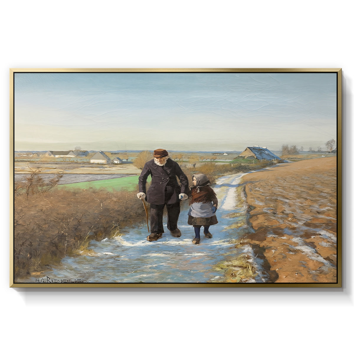 The Old Man and the Child, 1888 - Floater Framed Canvas Print