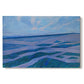Canvas art print portraying coastal dunes and water in horizontal color bands, set against a white background