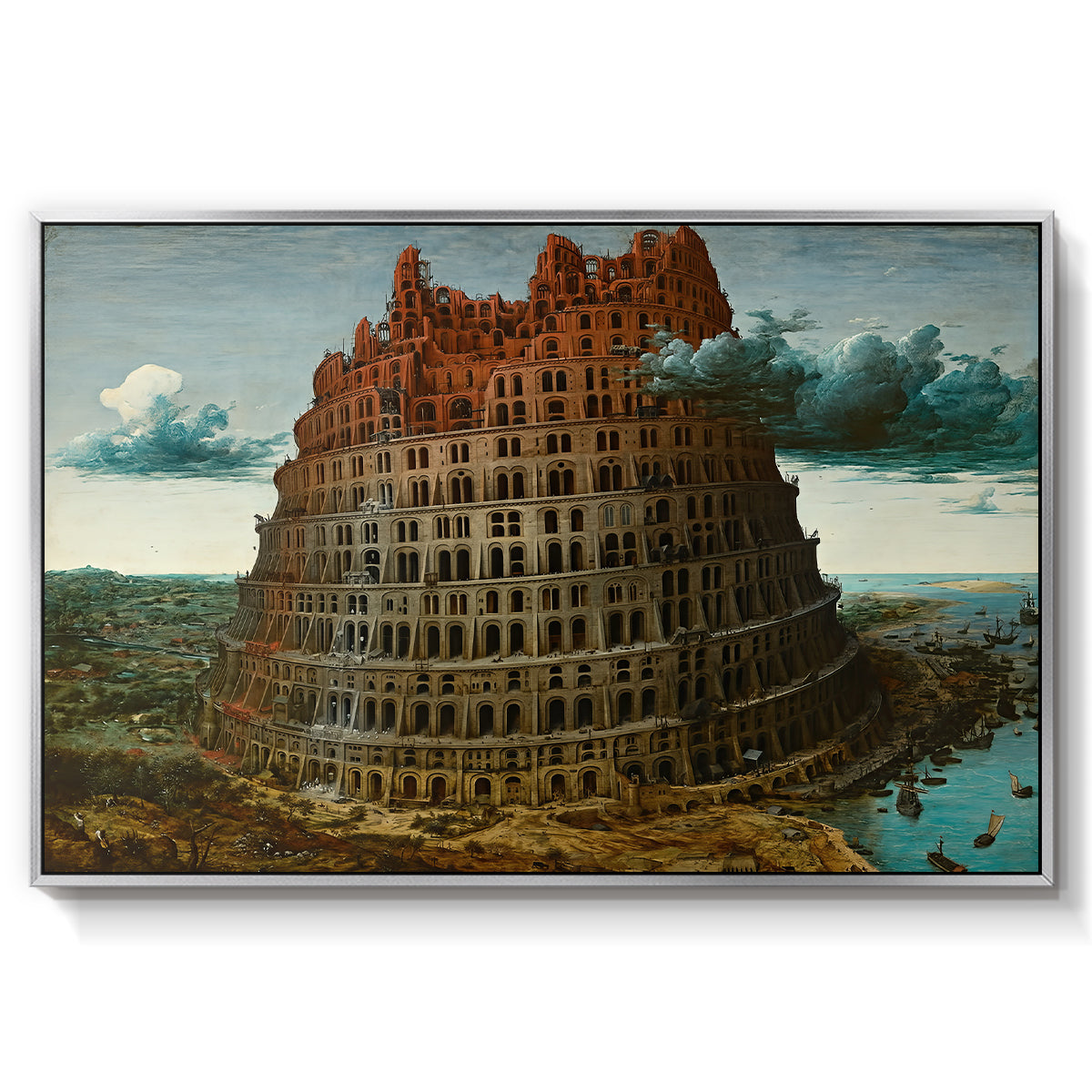 The Tower of Babel, c. 1568 - Floater Framed Canvas Print