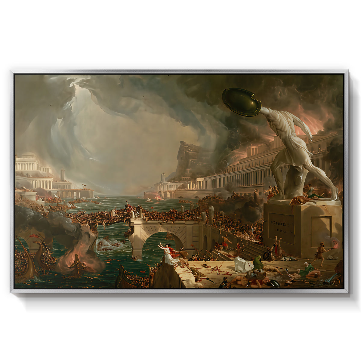 The Course of Empire: Destruction, 1836 - Floater Framed Canvas Print