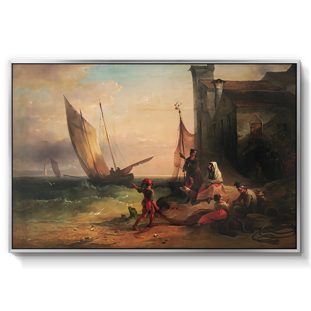 Fisherman's Family from Chioggia, 1838 - Floater Framed Canvas Print
