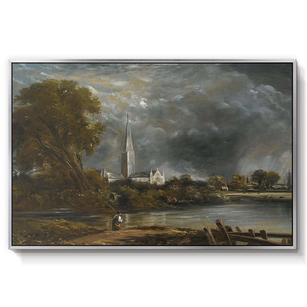 Salisbury Cathedral from the Meadows, c. 1831 - Floater Framed Canvas Print