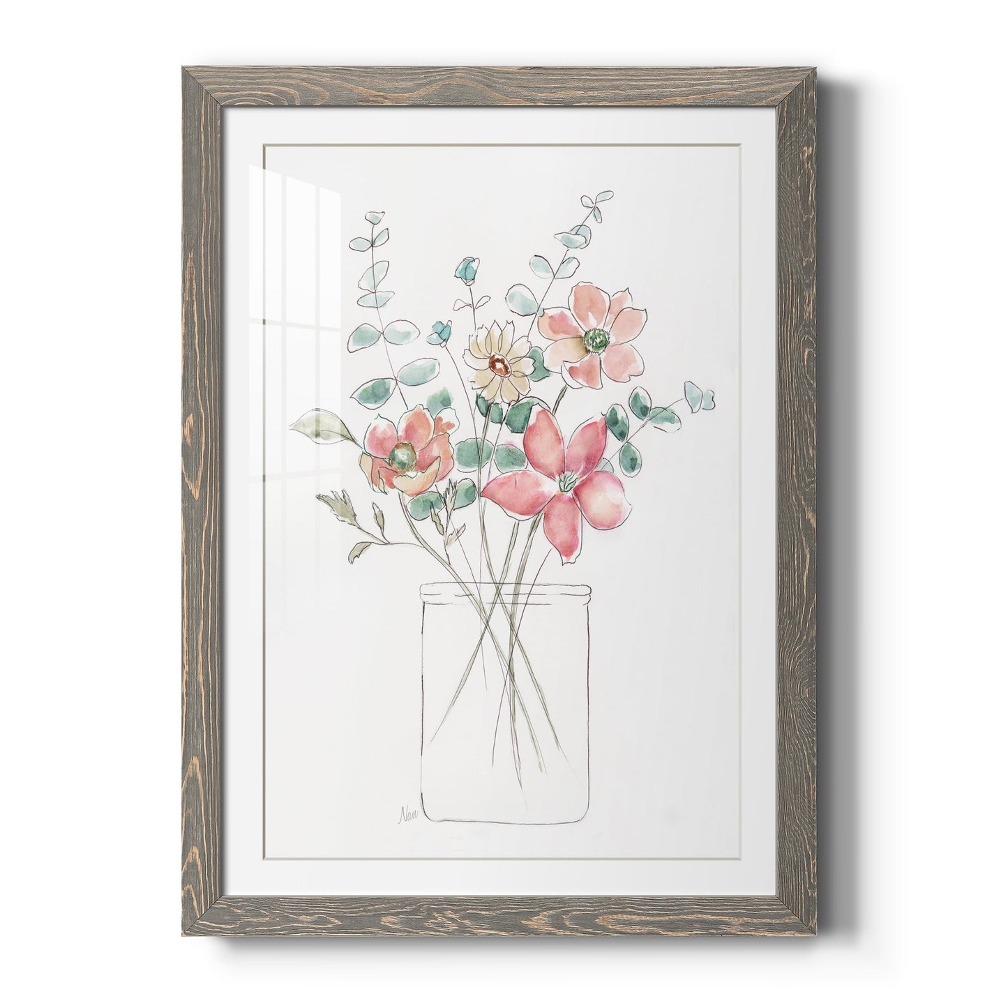 Whimsical Wildflowers I - Premium Framed Print - Distressed Barnwood Frame - Ready to Hang