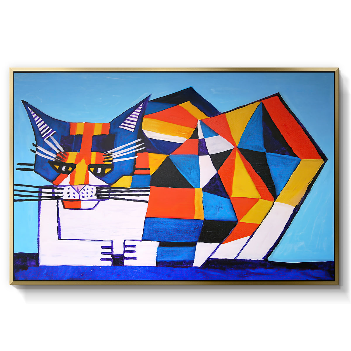 Cassie Thinking about Cubism - Floater Framed Canvas Print