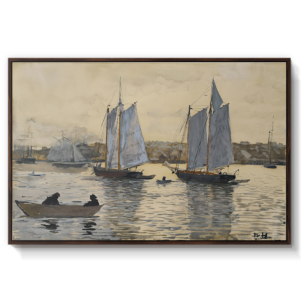 Two Schooners, Gloucester, c. 1880 - Floater Framed Canvas Print