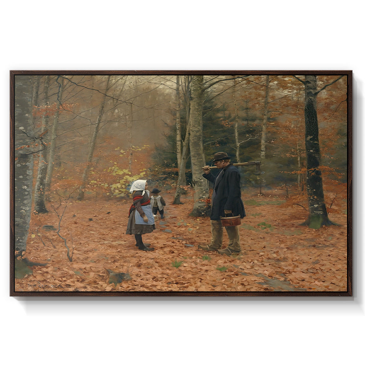The Woodman and his Children, 1886 - Floater Framed Canvas Print