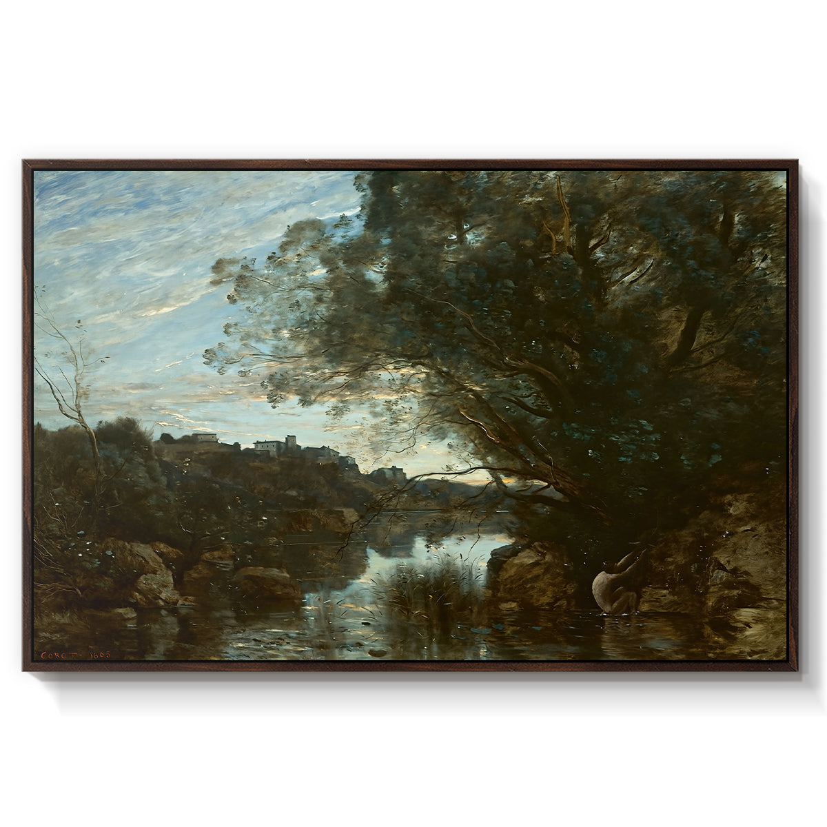 Souvenir of the Environs of Lake Nemi, 1865 - Floater Framed Canvas Print