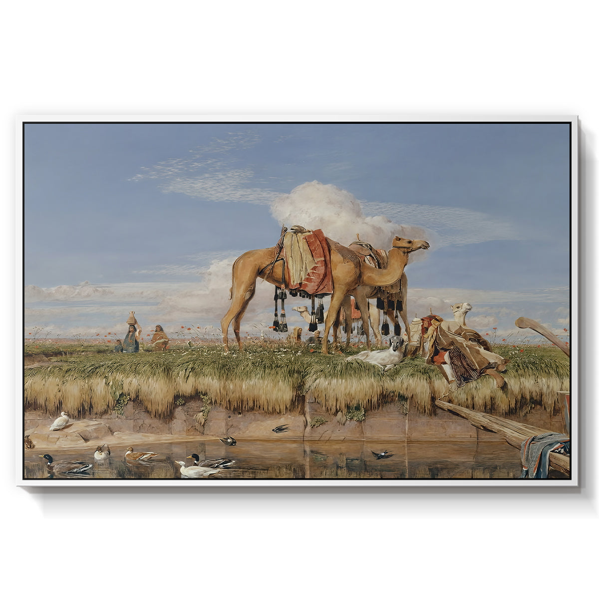 On the Banks of the Nile, Upper Egypt, 1876 - Floater Framed Canvas Print