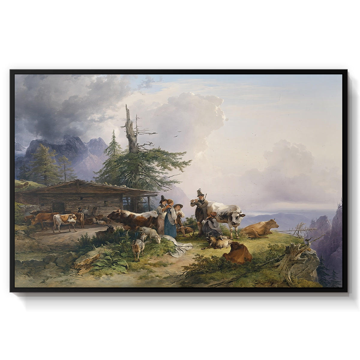 An Alpine Farm on the Untersberg, 1835 - Floater Framed Canvas Print