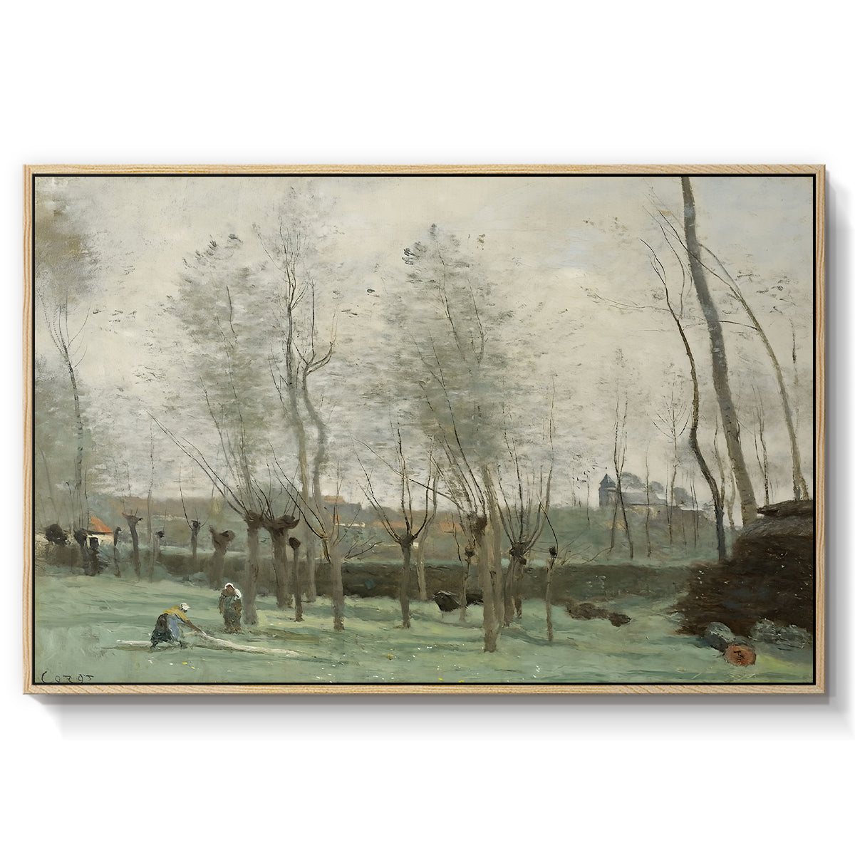 Washerwomen in a Willow Grove, c. 1871 - Floater Framed Canvas Print