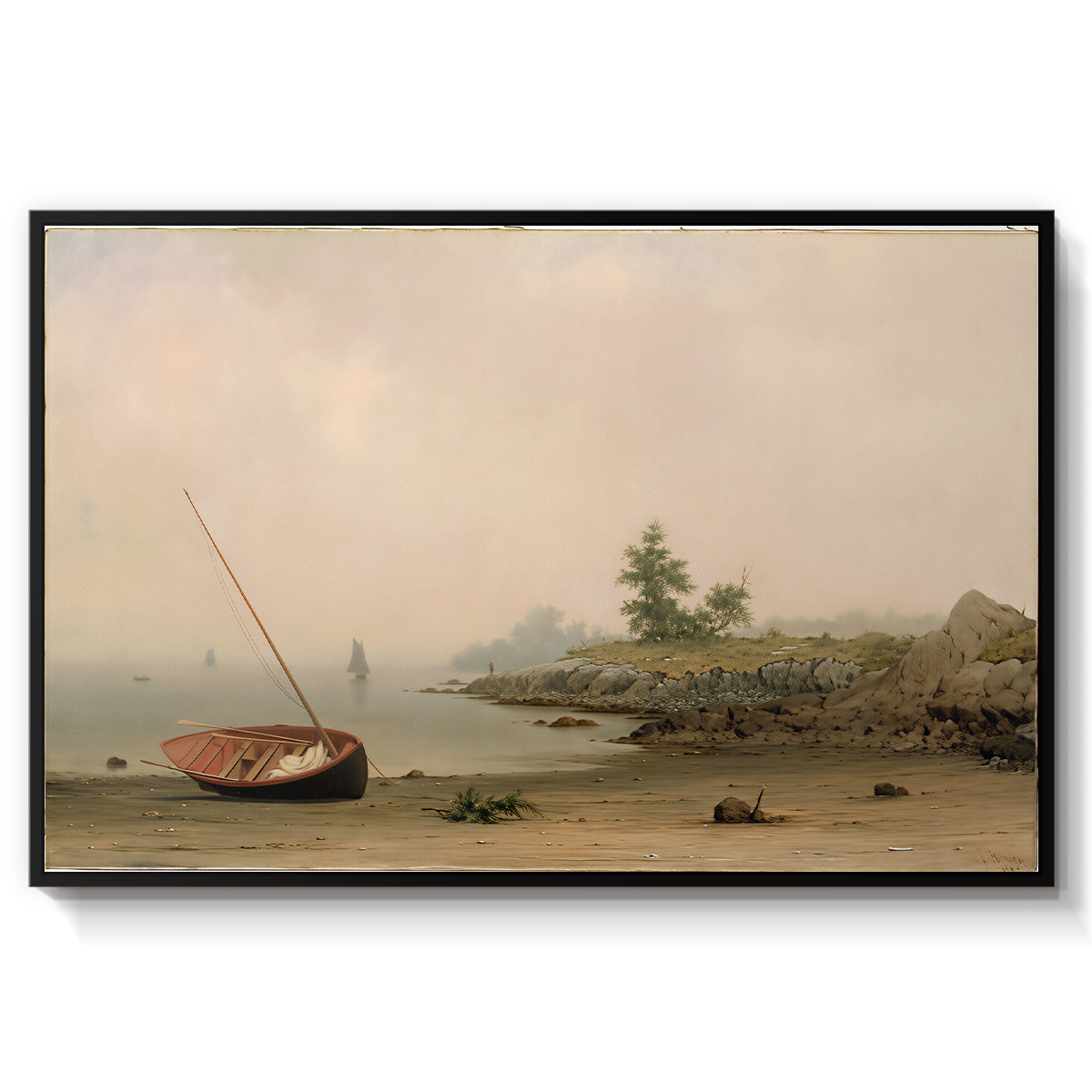The Stranded Boat, 1863 - Floater Framed Canvas Print