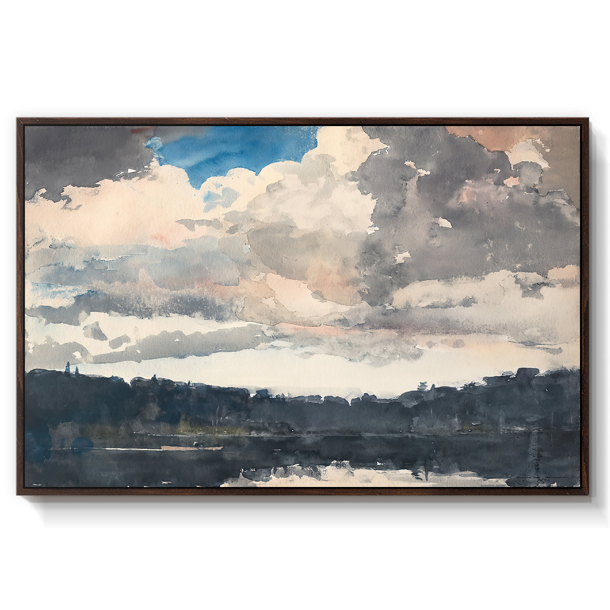 The Lone Boat, North Woods Club, Adirondacks, 1892 - Floater Framed Canvas Print