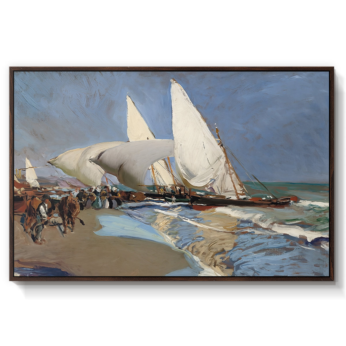 The Beach at Valencia, 1908 - Floater Framed Canvas Print