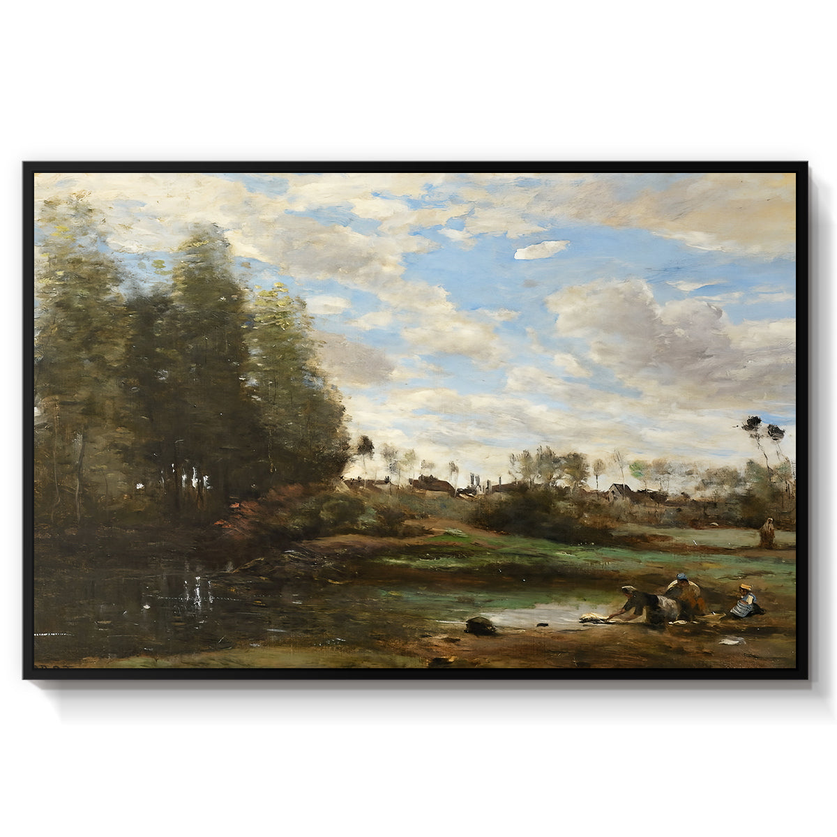 Washerwomen at the Water's Edge, c. 1860-1870 - Floater Framed Canvas Print