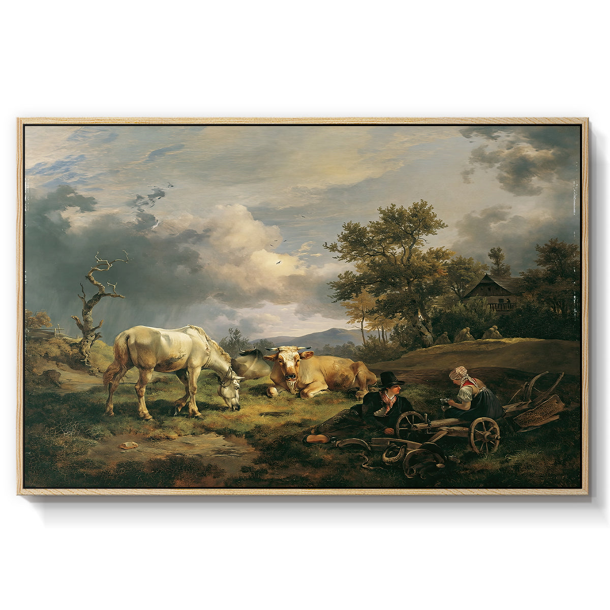 Young Peasant Couple Resting in the Field, 1829 - Floater Framed Canvas Print