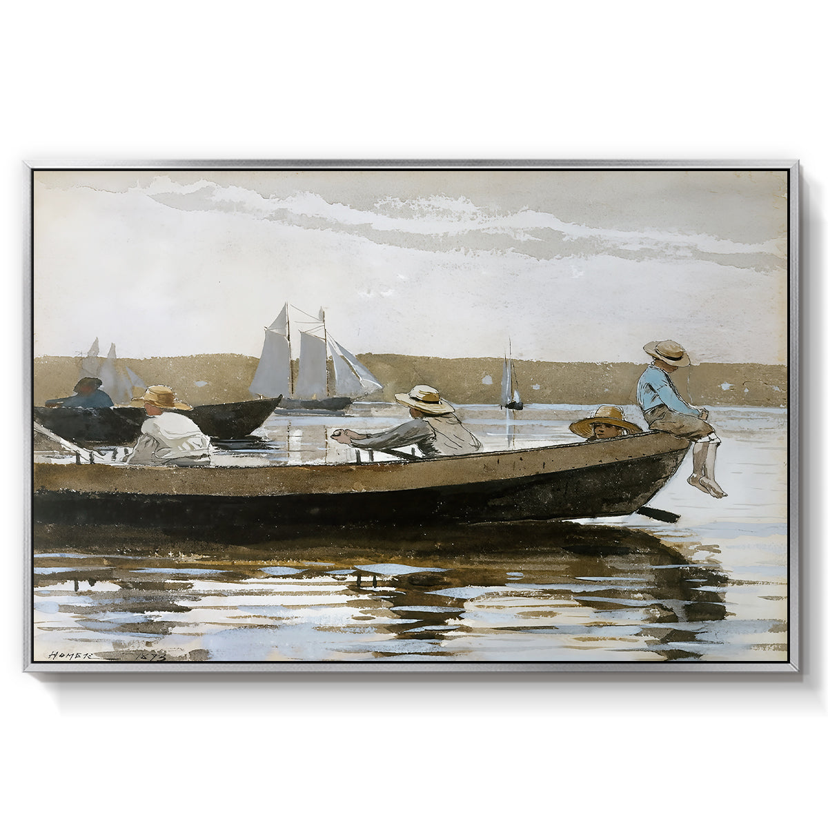 Boys in a Dory, 1873 - Floater Framed Canvas Print