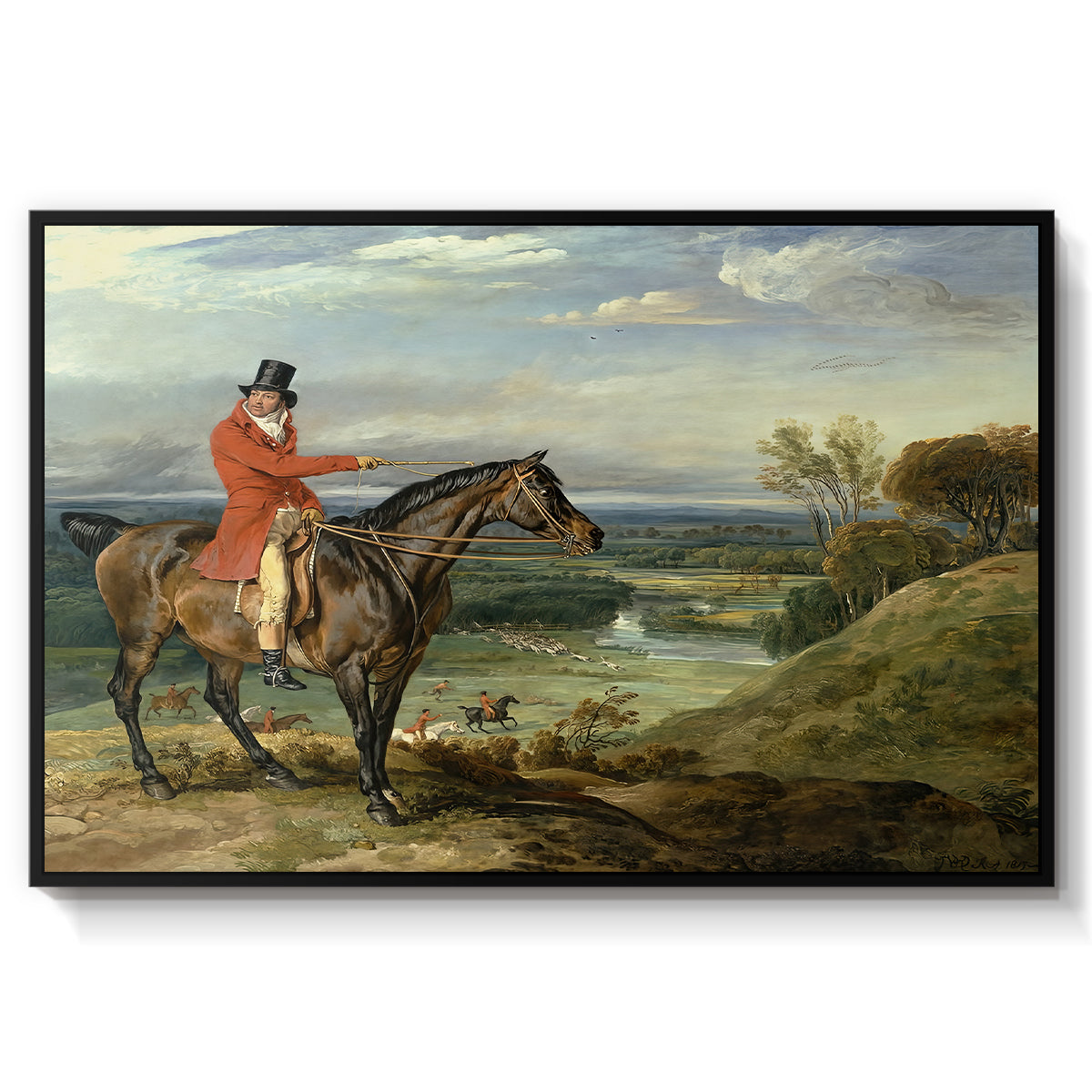 John Levett Hunting at Wychnor, Staffordshire, 1818 - Floater Framed Canvas Print