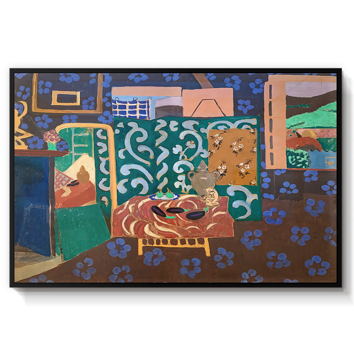 Interior with Aubergines, 1911 - Floater Framed Canvas Print