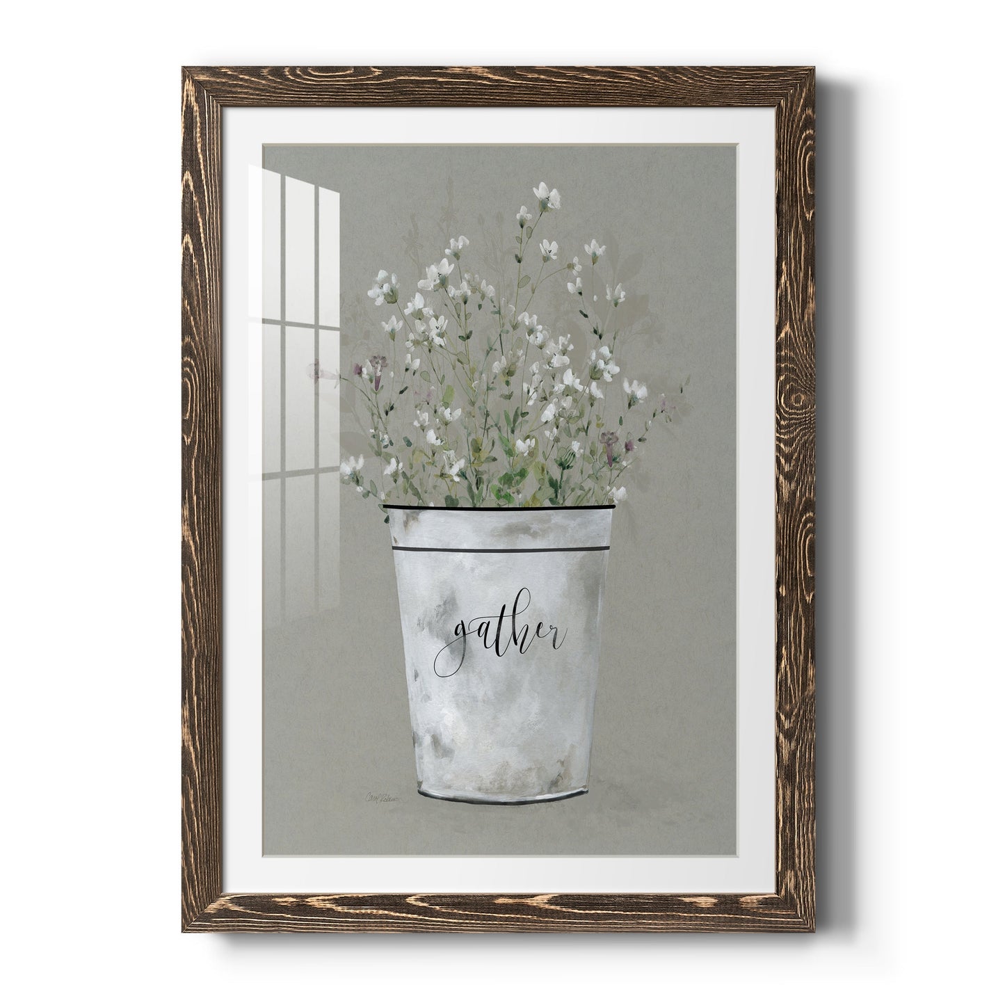 Bouquet of Grace Bucket Gather - Barnwood Framed Art Print