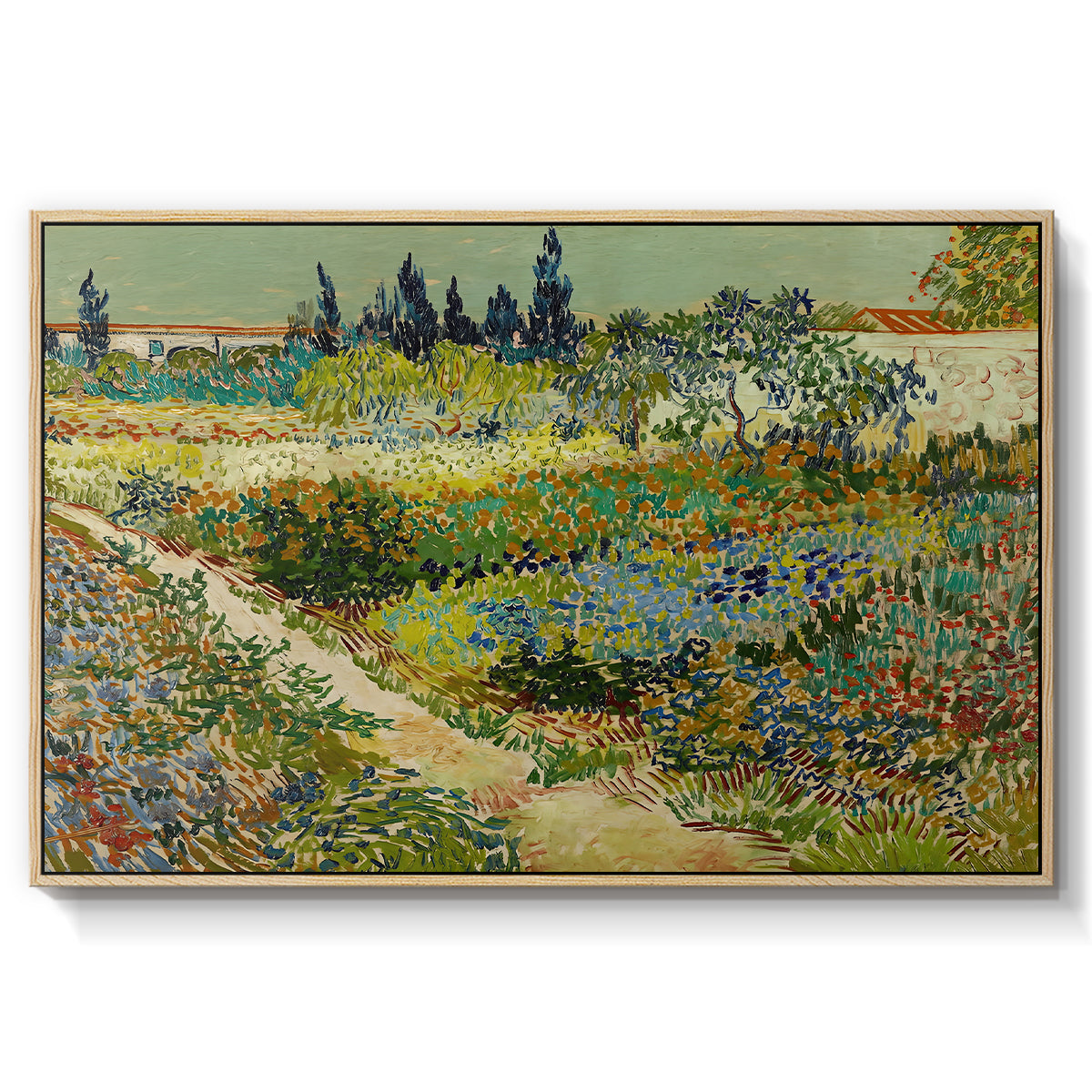 Garden at Arles, 1888 - Floater Framed Canvas Print