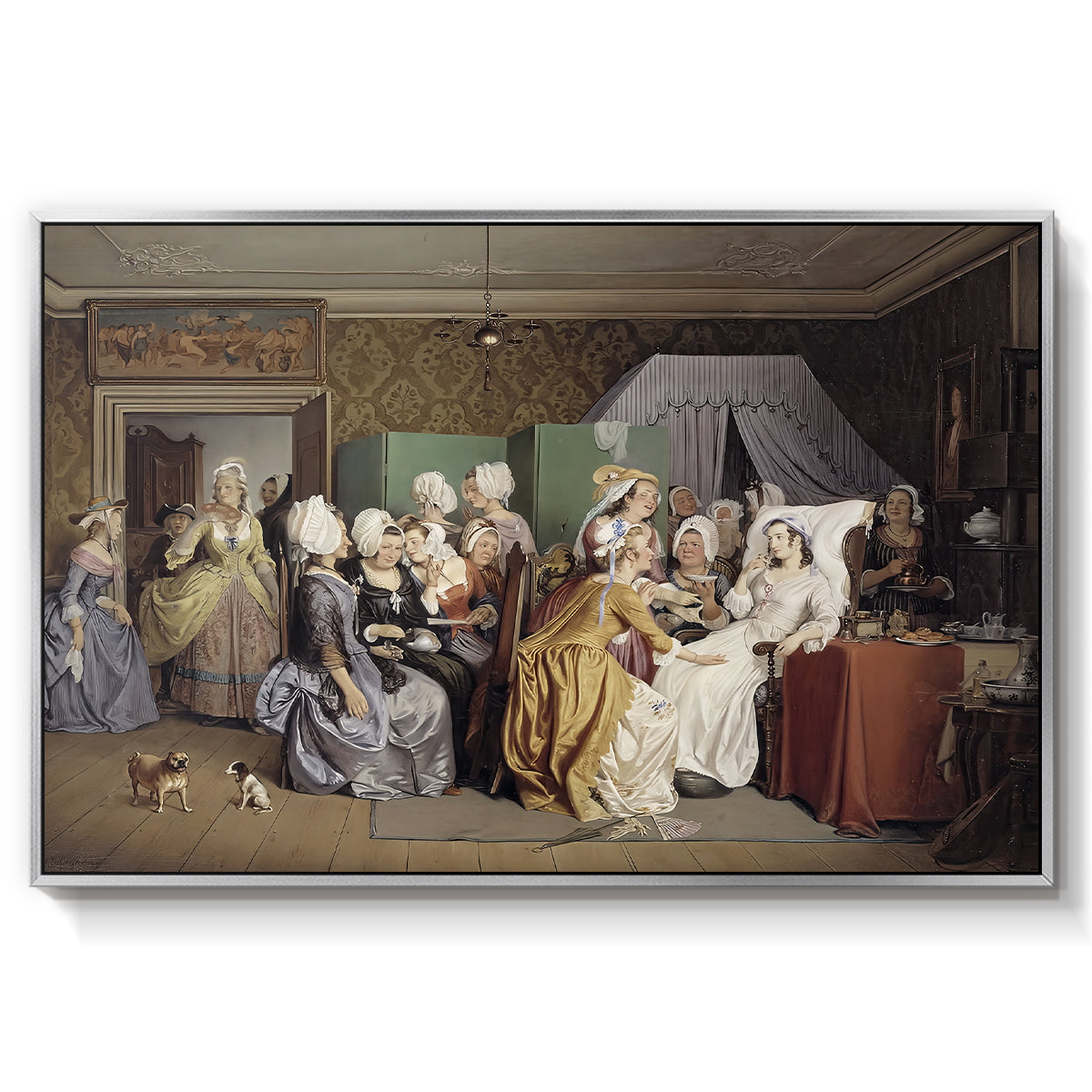 The Maternity Room (Scene from "Barselstuen"), 1845 - Floater Framed Canvas Print