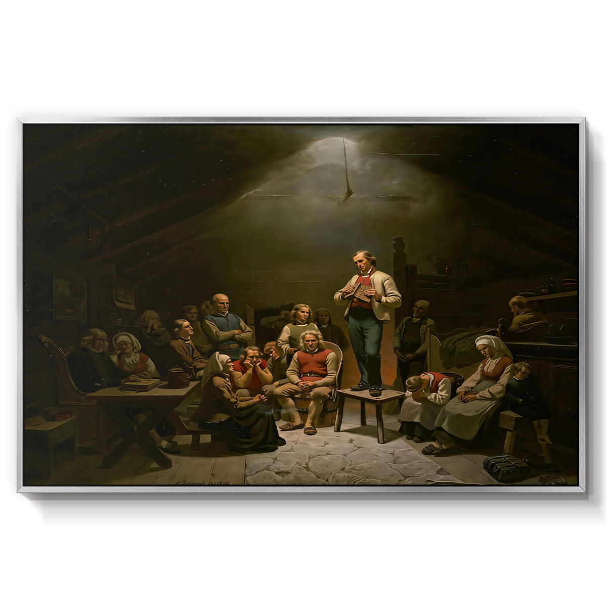 Low Church Devotion (Haugianerne), 1848 - Floater Framed Canvas Print