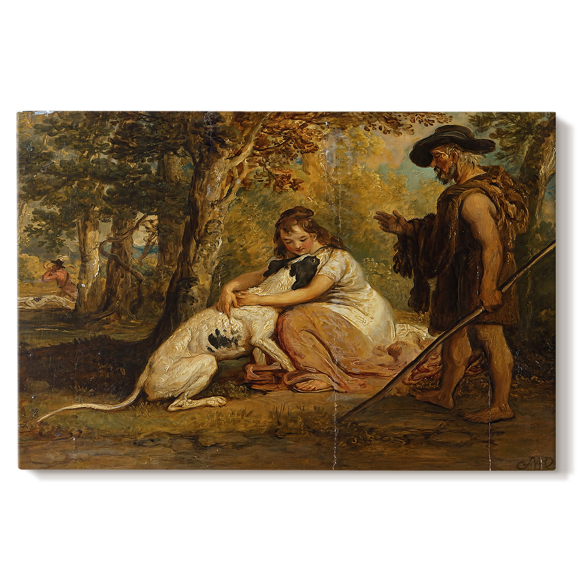 Canvas art print portraying dogs confronting each other in dramatic outdoor scene, set against a white background