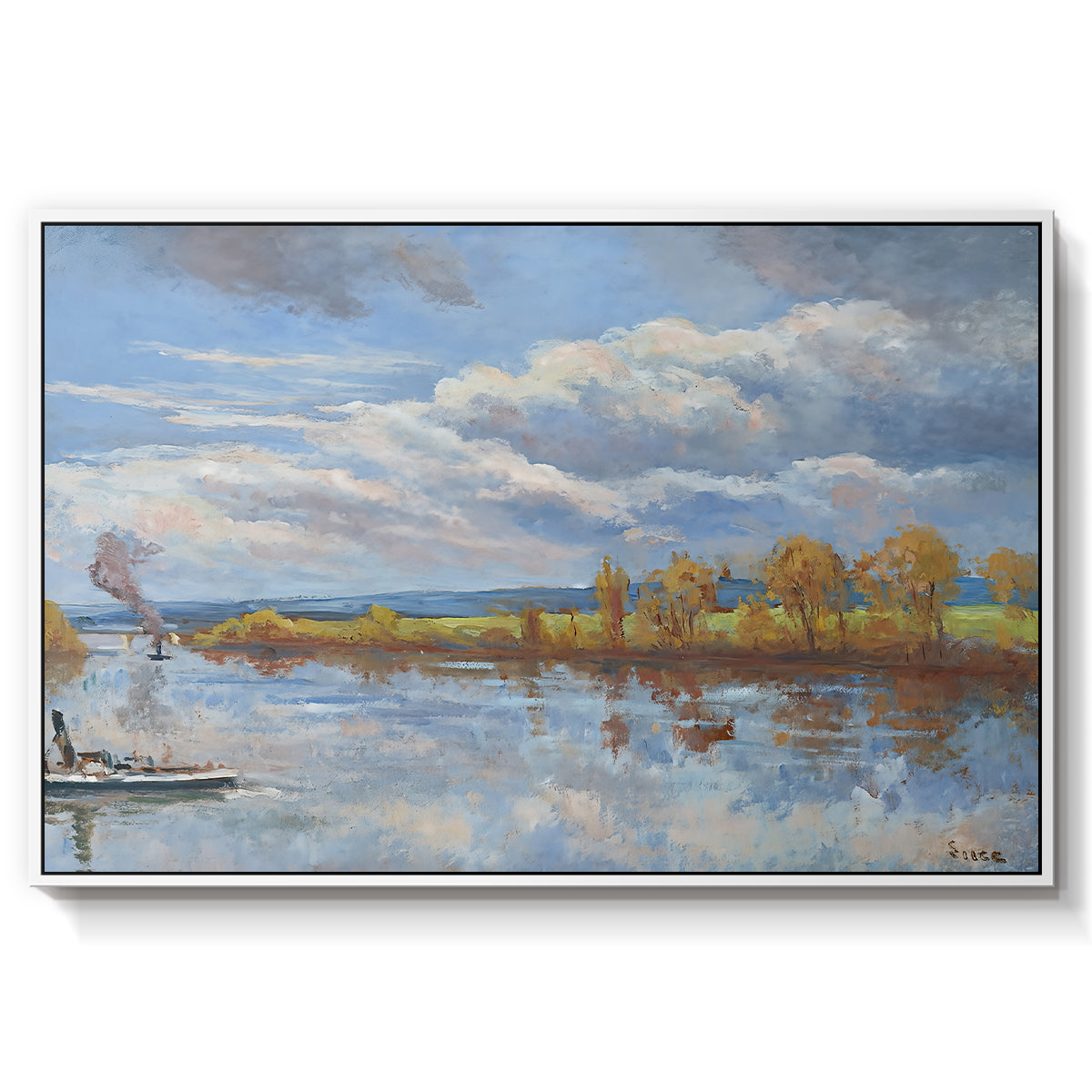 The Banks of the River Seine, 1893 - Floater Framed Canvas Print