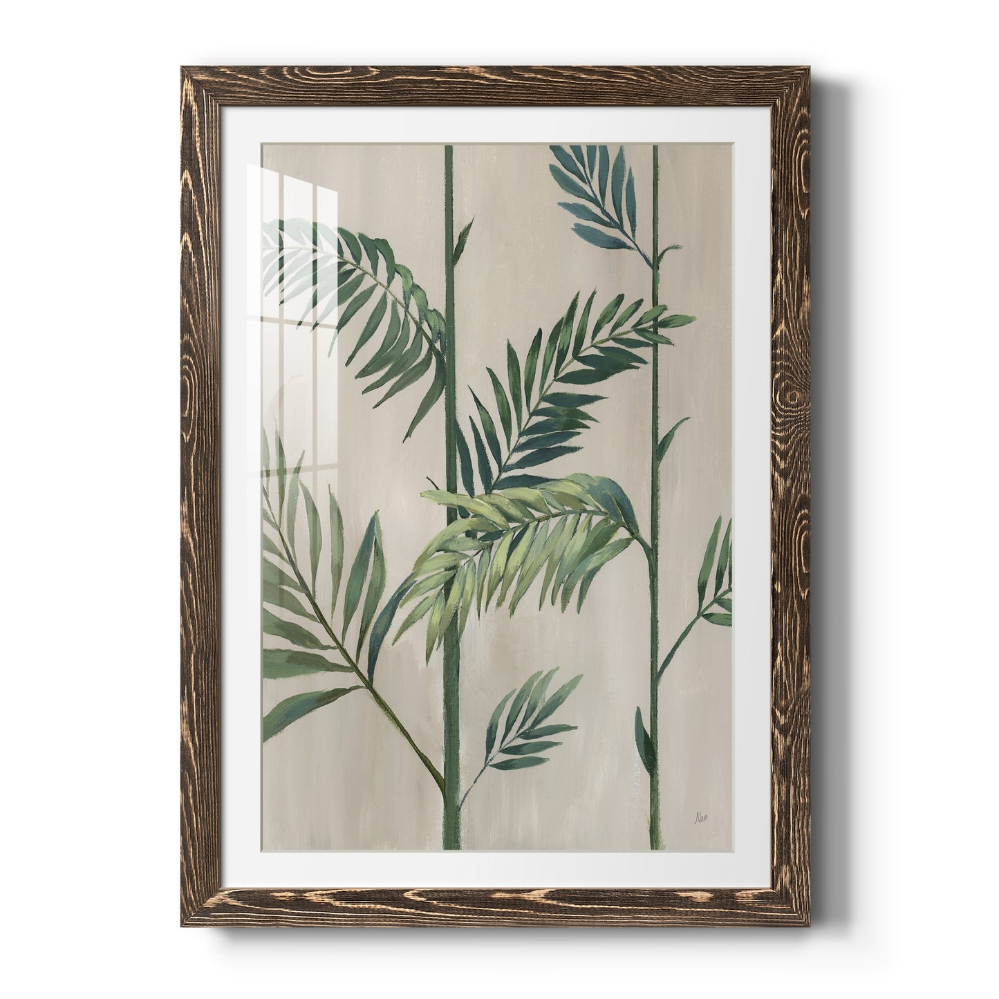 Modern Fronds II - Premium Framed Print - Distressed Barnwood Frame - Ready to Hang