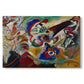 Canvas art print portraying a fragmented abstract study with intersecting lines and layered color elements, set against a white background